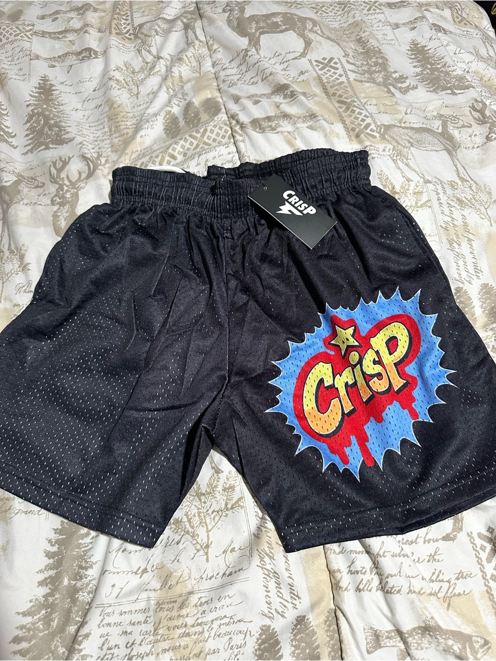 Crispy Black Graphic Unisex Shorts